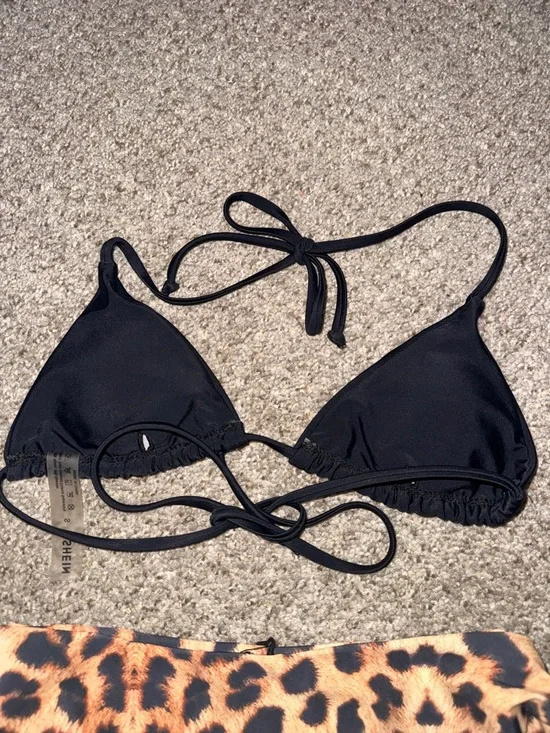 Black Triangle SHEIN Bikini Top with Leopard Print High-Cut zaful Bottoms size s - Picture 13 of 14